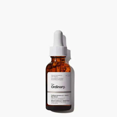 The Ordinary Caffeine Solution 5% + EGCG, Depuffing Eye Serum for Dark Circles and Tired Eyes, 1 Fl Oz