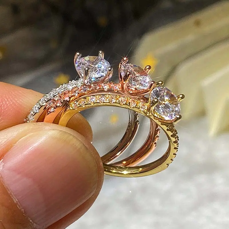Women's Cubic Zirconia Bridal Engagement Ring - Round Cut Wedding Anniversary Ring, Multiple Sizes, Suitable for Everyday Wear Gifting
