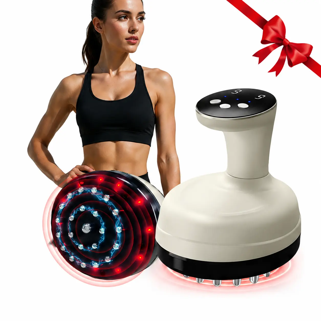 Cordless Portable Handheld Muscle Massager with Warmth, Vibration, Adjustable Modes, GuaSha Tool - Relaxing for Lymphatic Drainage, Anti-Swelling, Massagers for Neck and Back Pain Relief, Great Gift for Parents