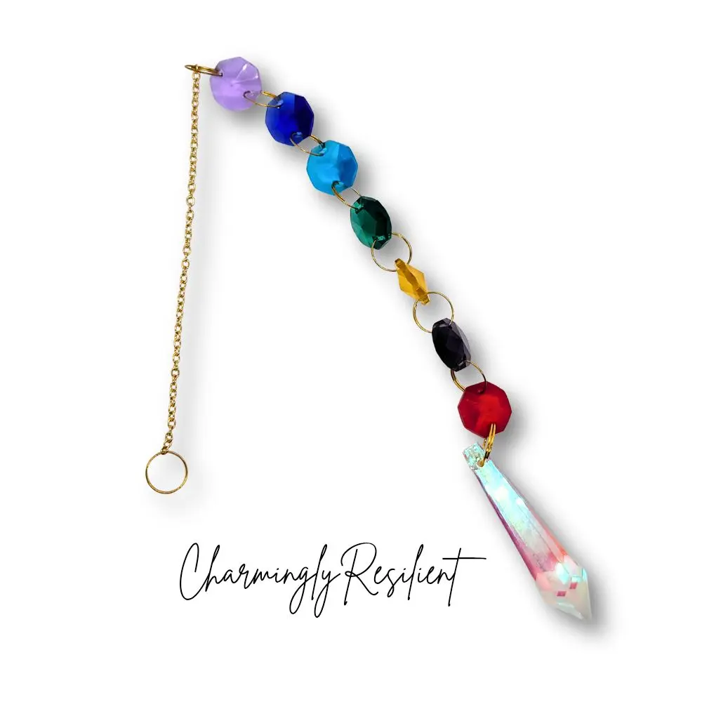 Handmade Iridescent Crystal Suncatcher with Crystal Beads - Chakra-Inspired, Colorful Energy, Calming Meditation Decor for Gardens by CharminglyResilient (Ideal for Anyone Who Loves Calming Vibes), Anyone Who Loves Calming, Colorful Energy