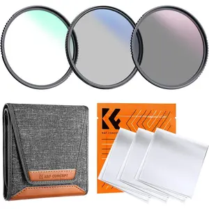K&F Concept 77mm UV/CPL/ND Lens Filter Kit (3 Pieces)-18 Multi-Layer Coatings, UV Filter + Polarizer Filter + Neutral Density Filter (ND4) + Cleaning Cloth+ Filter Pouch for Camera Lens (K-Series)