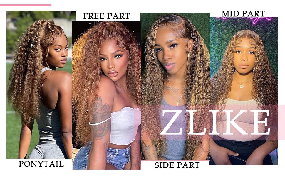 ZLIKE Highlight 13x4 Water Wave Transparent HD Lace Front 180% Density Wig Ombre Honey Blonde Curly wigs Human hair for Women #SummerVibes