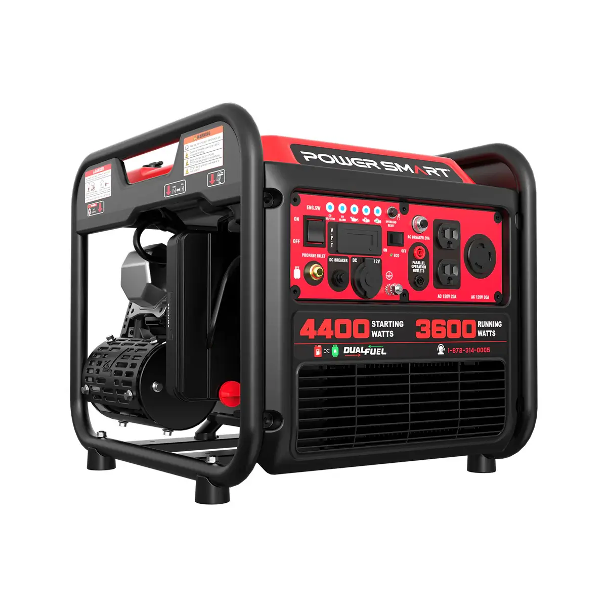 PowerSmart Portable Dual Fuel Inverter Generator (MB5040DC) - 4400W/4000W, Gasoline/Propane, CO Alert, EPA Certified, Lightweight, Quiet, Home Emergency Backup Outdoor Generator