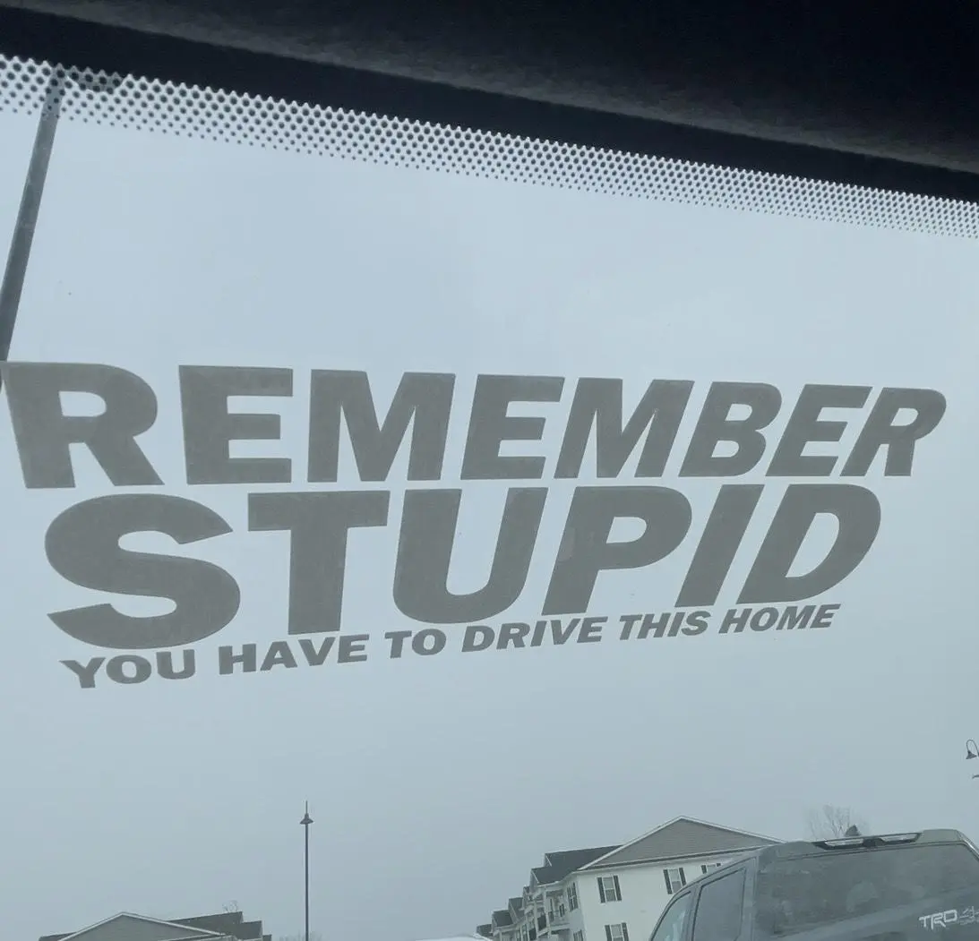 Remember Stupid You Have To Drive This Home funny car sticker decal