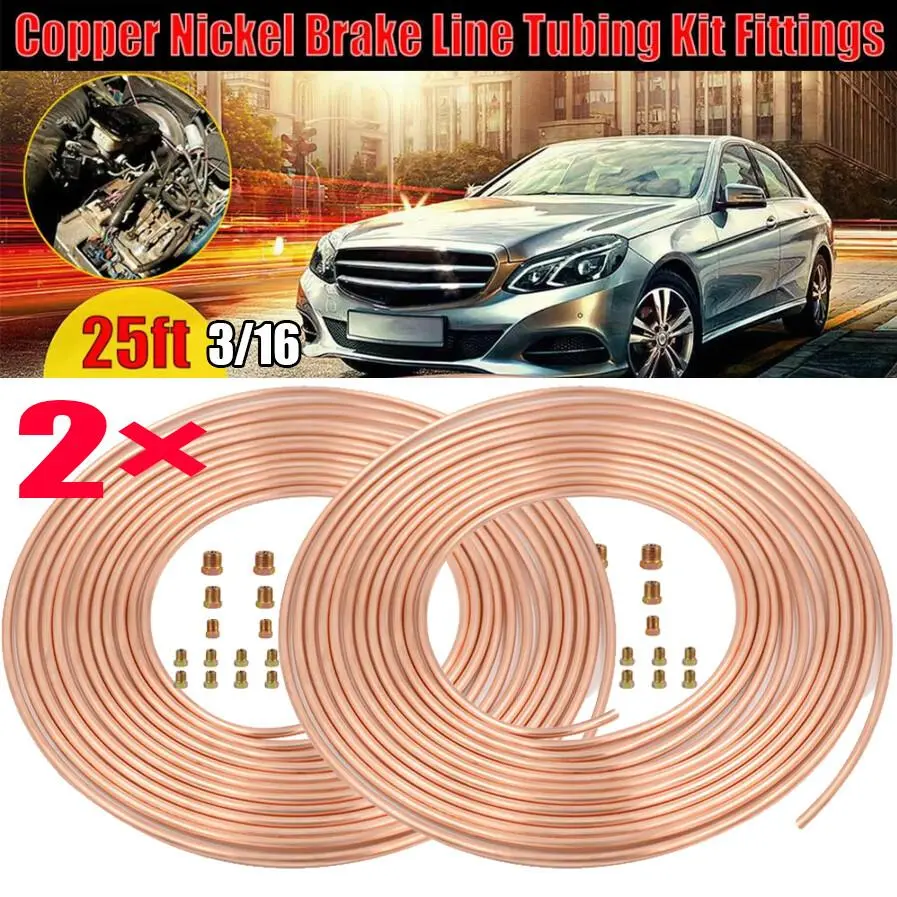 2 x Copper Nickel Brake Line Tubing Kit 3/16 OD 25 FT Coil Roll All Size Fitting 2 x Copper Nickel Brake Line Tubing Kit 3/16 OD 25 FT Coil Roll All Size Fitting