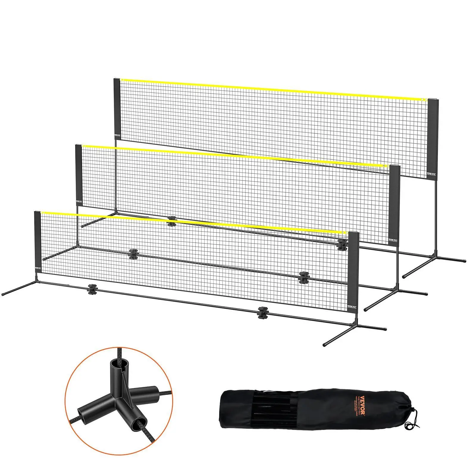 【SummerFinds】VEVOR Badminton Net,  , Height Adjustable Volleyball Net, 14ft Wide Foldable Pickleball Net, Portable Easy Setup Tennis Net Set with Poles, Stand and Carry Bag, for Kids Backyard Game Indoor Outdoor Use