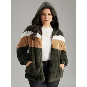 【Pocket Approved 】BLOOMCHIC Colorblock Contrast Fuzzy Zipper Jacket 2026 Summer Vibes