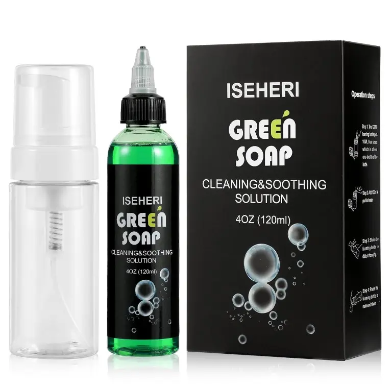 Ultra Concentrated Green Soap Tattoo 4OZ with Foaming Bottle 120ml, Green Soap Tattoo Supplies for Tattoos Piercings, Clean Skin Equipment