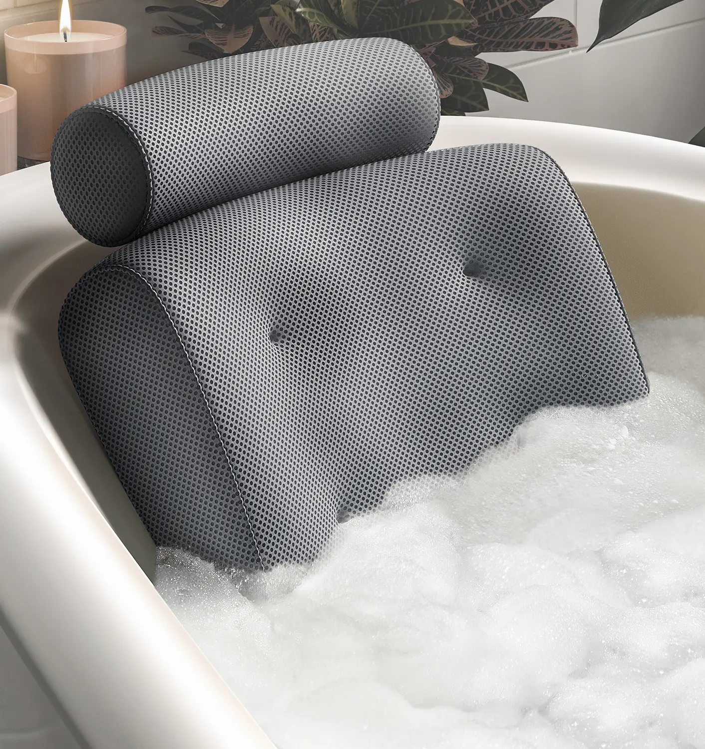 Everlasting Comfort Luxury Bath Pillow for Tub – Quick-Dry,  Secure Suction Cups,  Relaxation