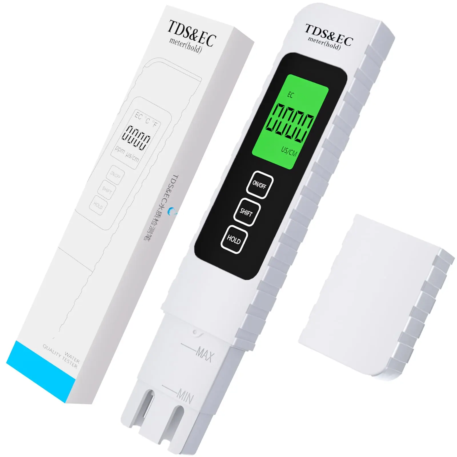 4-in-1 Digital Water Quality Tester Pen - TDS/EC/Temperature (°C/°F) LCD Display Device, Lightweight, Built-In Batteries, Tester + Manual for Travel, Pool Supplies (Tools & Hardware Measuring Instrument)