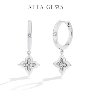 ATTAGEMS Flower Design D Color VVS1 Lab-Created Moissanite Earrings for Women Girls 925 Sterling Silver Earrings Daily Wear Birthday Holiday Gift Fine Jewelry E067, Versatile Earrings summerwins,summerwins