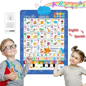 Bilingual English & Spanish Learning Interactive Alphabet Wallchart - Includes Talking ABC, 123s & Music Poster - Educational Kids Learning materials, Educational Gift for 3+ Years Old Girls & Boys Gift for kids