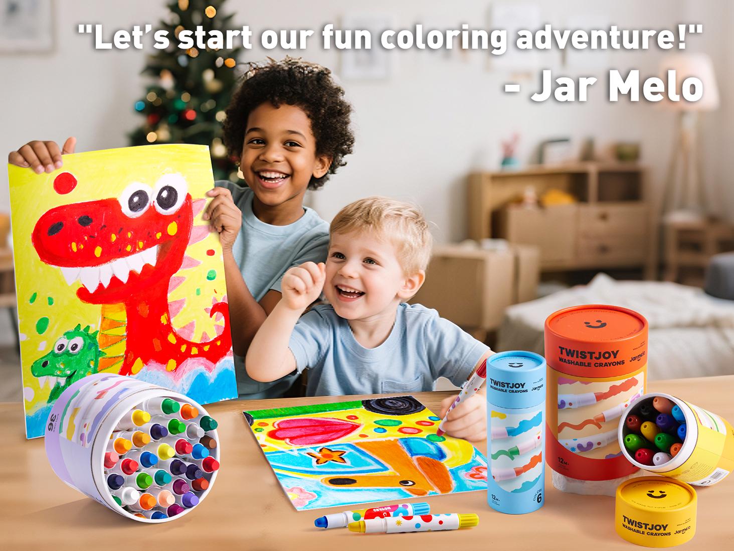 Jar Melo Jumbo Silky Crayons for Toddlers Easy Grip TwistJoy Crayons Non Toxic Washable Crayons for Kids Gifts Coloring Pencils Art Supplies Easter Gifts