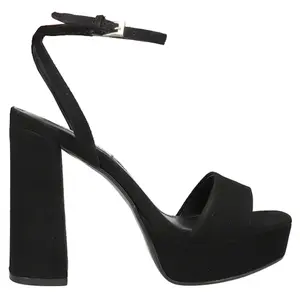 Steve Madden Womens Lessa Round Toe Platform Block Pumps Dress Sandals High Heel 3" & Up - Black