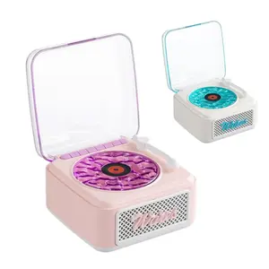 Retro Vinyl Bluetooth Speaker Vintage Waves Record Player Style Portable Wireless Speaker RGB Water Ripple Ambient Light White Noise Sleep Sound Timer Audio Support TF Card AUX