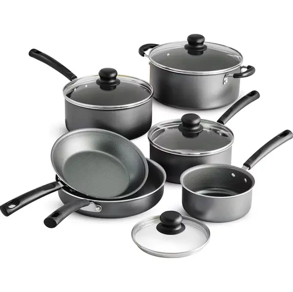 10-Piece Nonstick Cookware Set with Glass Lids, Pots & Pans Kitchen Set