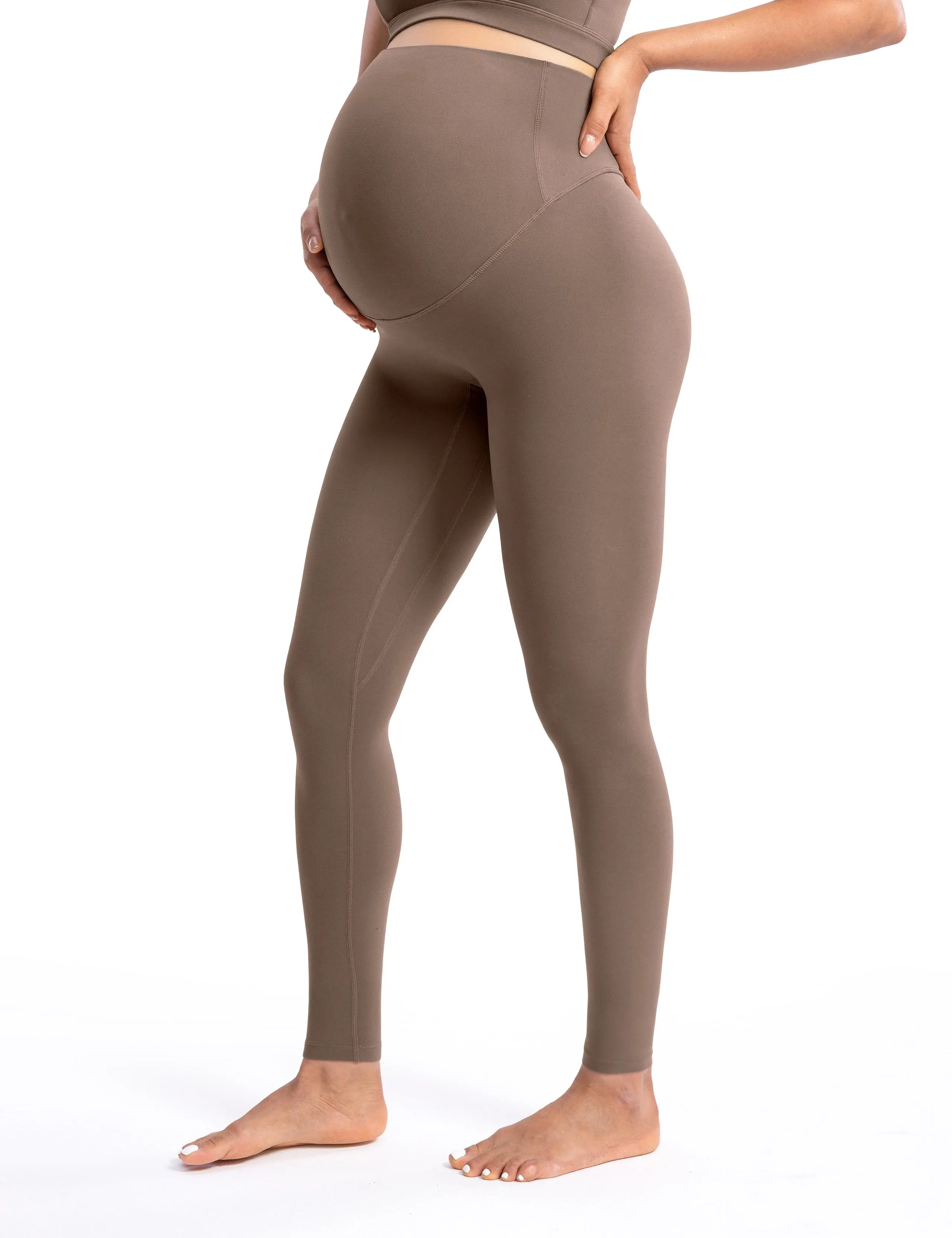 POSHDIVAH Women's Creamluxe Maternity Leggings 25"/28" Over The Belly Pregnancy Yoga Pants Active Workout Leggings Summervibes