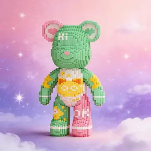 OZTZ Fashion 4500-Piece Bear Blocks 46.5 cm Height Dopamine Series 3D Jigsaw Home Decor High-Difficulty Relaxation  Lovers Puzzle Easter  Easter Home Decor gift