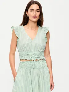 Old Navy Women's Flutter-Sleeve Poplin Top