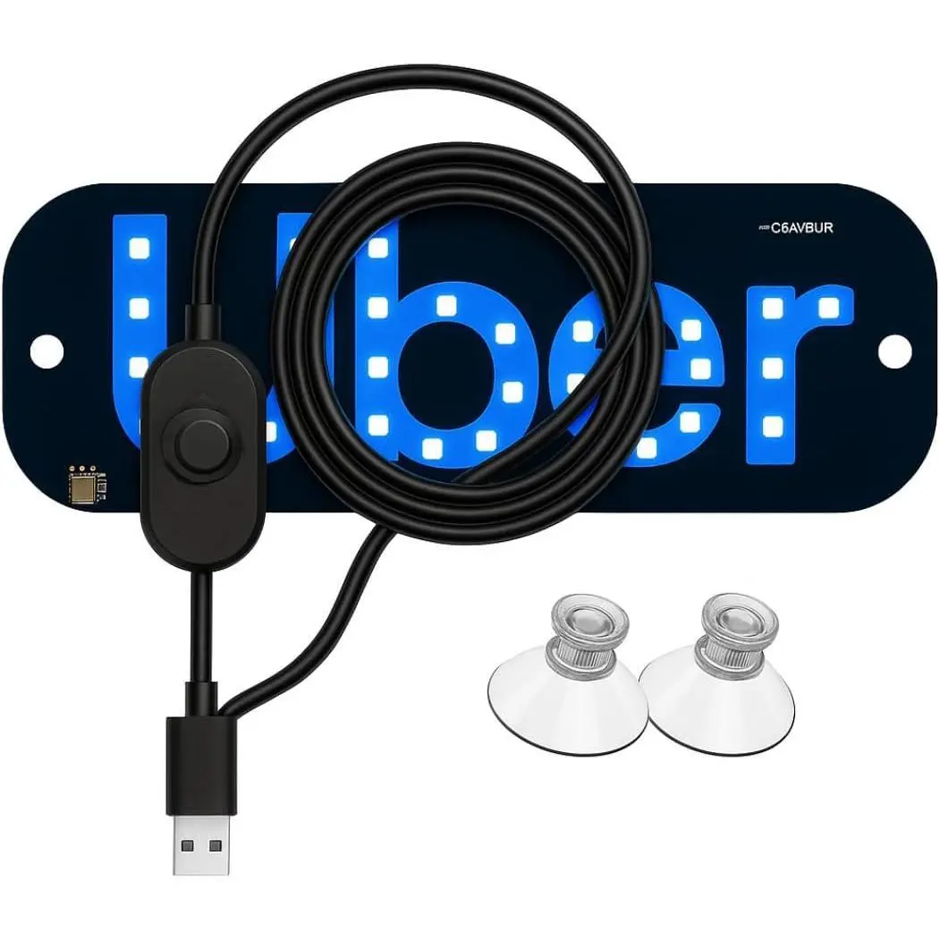 Universal Fit LED Car Windshield Sign - Carlights, Blue+Pink Multi-Color LED Light Bar Signs, Rideshare USB Touch Dimmer, Automotive Interior Decoration Accessories, Led Lights Car, Auto Accessories