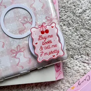 Coquette Kindle Grip, Bookish Phone Grip, Pink Cherry Magnetic Kobo Holder, Cute Reader Accessory, Book Lover Birthday Gift for Women