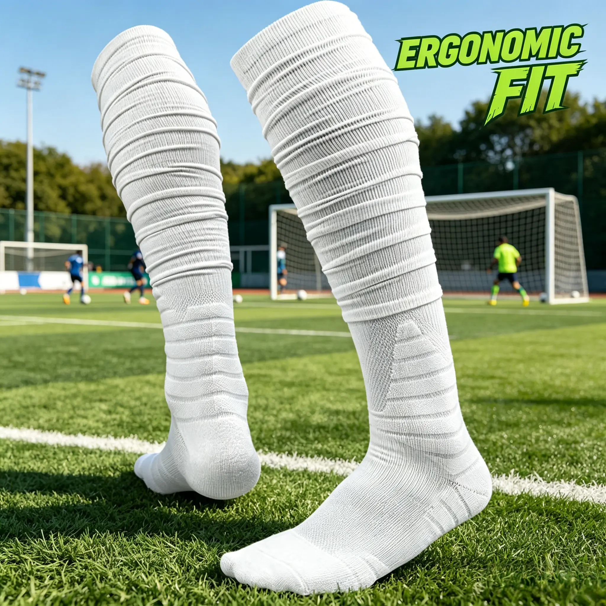 Men's Knee-High Scrunch Sports Socks - Padded, Secure Stay-Up, Mesh Venting, Arch Support for Training, Games, Soccer Socks, Knee Socks