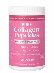 Collagen Wellology Labs Pure Collagen Peptides Powder, 7000mg per Serving, Unflavored Hydrolyzed Type I & III, Natural Healthy Beauty Skin Care Dietary Supplement for Hair, Skin & Nail Support - Grass-Fed Bovine Source, Edible