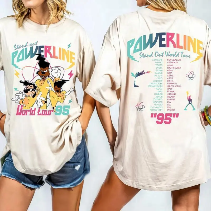Comfort Colors Vintage Powerline Stand out World tour shirt, Powerline 95' vintage shirts, A G0ofy movie t-shirt, WDW trip Tee