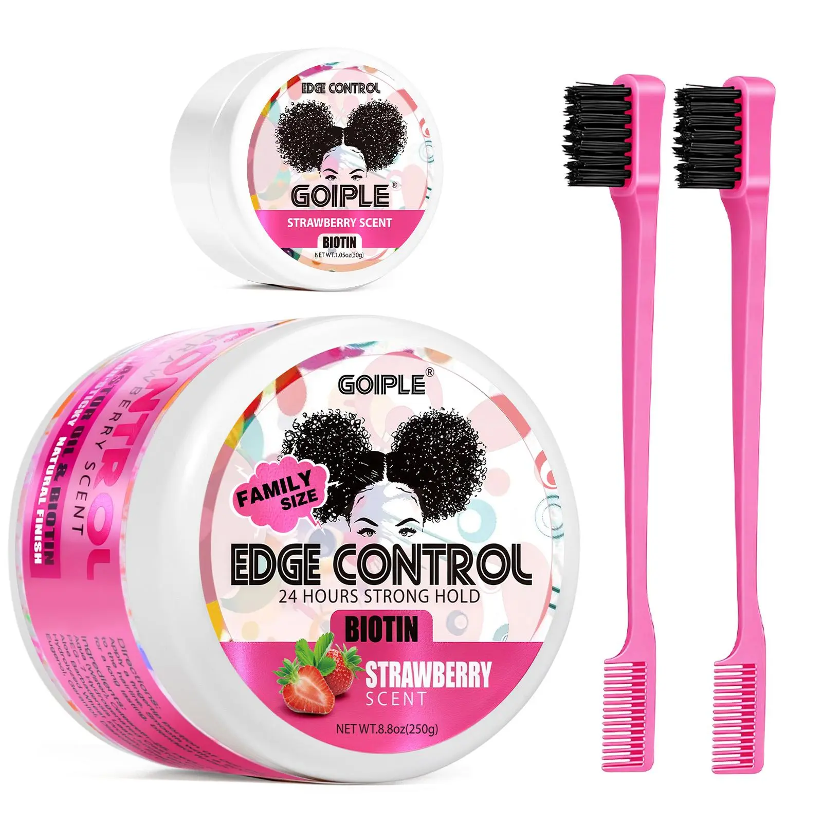 Goiple Strong Hold Edge Control Wax - Non-Greasy Styling Tamer for Black Organic Curls, No White Residue, Strawberry Scented Haircare Hair Products Self Care Products