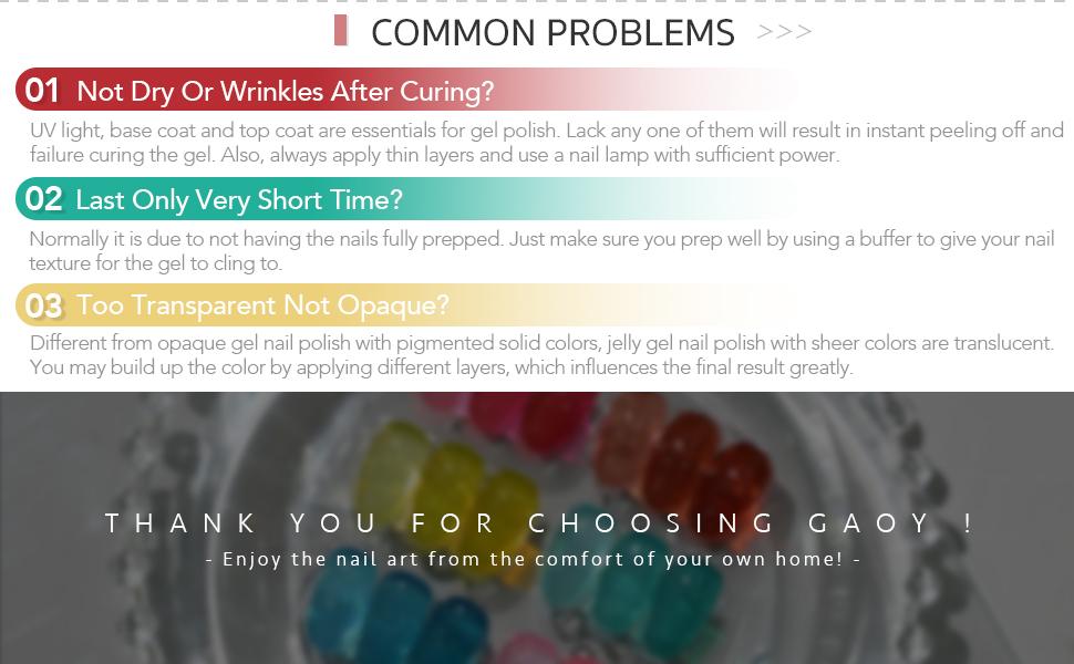 GAOY Bubbly Soda Jelly Gel Nail Polish of 6 Transparent Pink Red Blue Yellow Colors Sheer Gel Polish Kit for Salon Gel Manicure and Nail Art DIY at Home