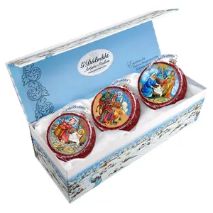G.DeBrekht 73750-S3 3 x 3.5 in. Nativity Story Glass Ornaments - Set of 3