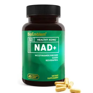 BioEmblem NAD+ Complex with Nicotinamide Riboside Resveratrol & CoQ10 45 Capsules Non-GMO Gluten-Free Enhances Cellular Energy Cognitive Function Heart Wellness & Healthy Aging - Supplement