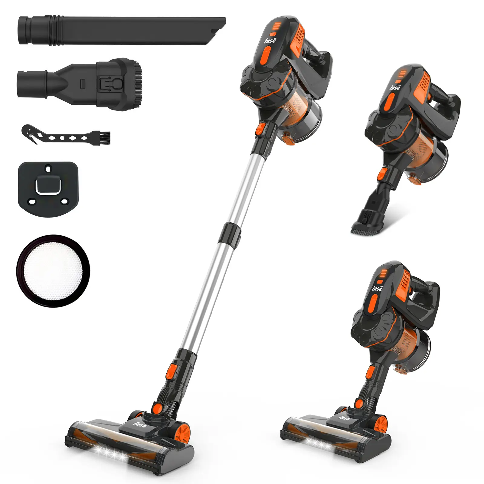 INSE Cordless Vacuum Cleaner, 6-in-1 Rechargeable Stick Vacuum, 45mins Runtime, Lightweight Portable Vacuum, Ultra-Quiet, Versatile for Home Hard Floor Pet Hair Car Memorial Day Sale pet lovers tiktokshopbacktoschool