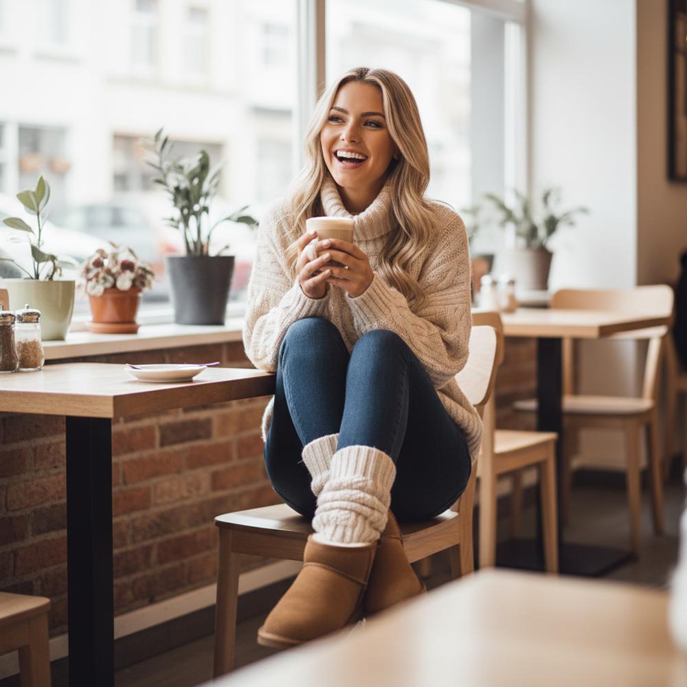 EVELLYHOOTD Winter Warm Flat Padded Ankle Snow Boots Genuine Suede Faux Fur Lining Water Splash-proof Durable TPR Rubber Sole  [SIZE DOWN IF SMALL Feet]