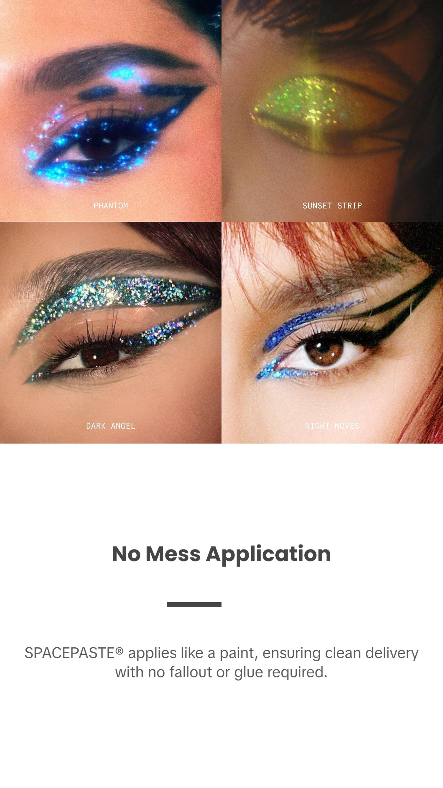 SPACEPASTE Pro-Grade Glitter Gel for Eyes Face + Body by Lemonhead LA - No Fallout, Easy to Apply, Long-wear, Mess-Free Makeup Artist Approved Viral Glitter Makeup (Pro & Mini Sizes) Eyeshadow