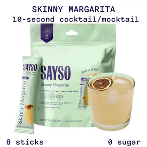 SAYSO Non-Alcoholic Cocktail or Mocktail Mix Sticks - Low Sugar, Low Calorie - Make a delicious mixed beverage in 10 seconds - Less than $2 per drink - Real, powdered ingredients.