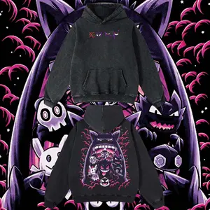AnimeClothing Limited Gengar  - PKM#1 anime Hoodie Tshirt Acid Washed Heavyweight Cotton Tshirt, 100% Cotton retro Washed anime t-shirt, vintage streetwear tee, Y2K graphic top