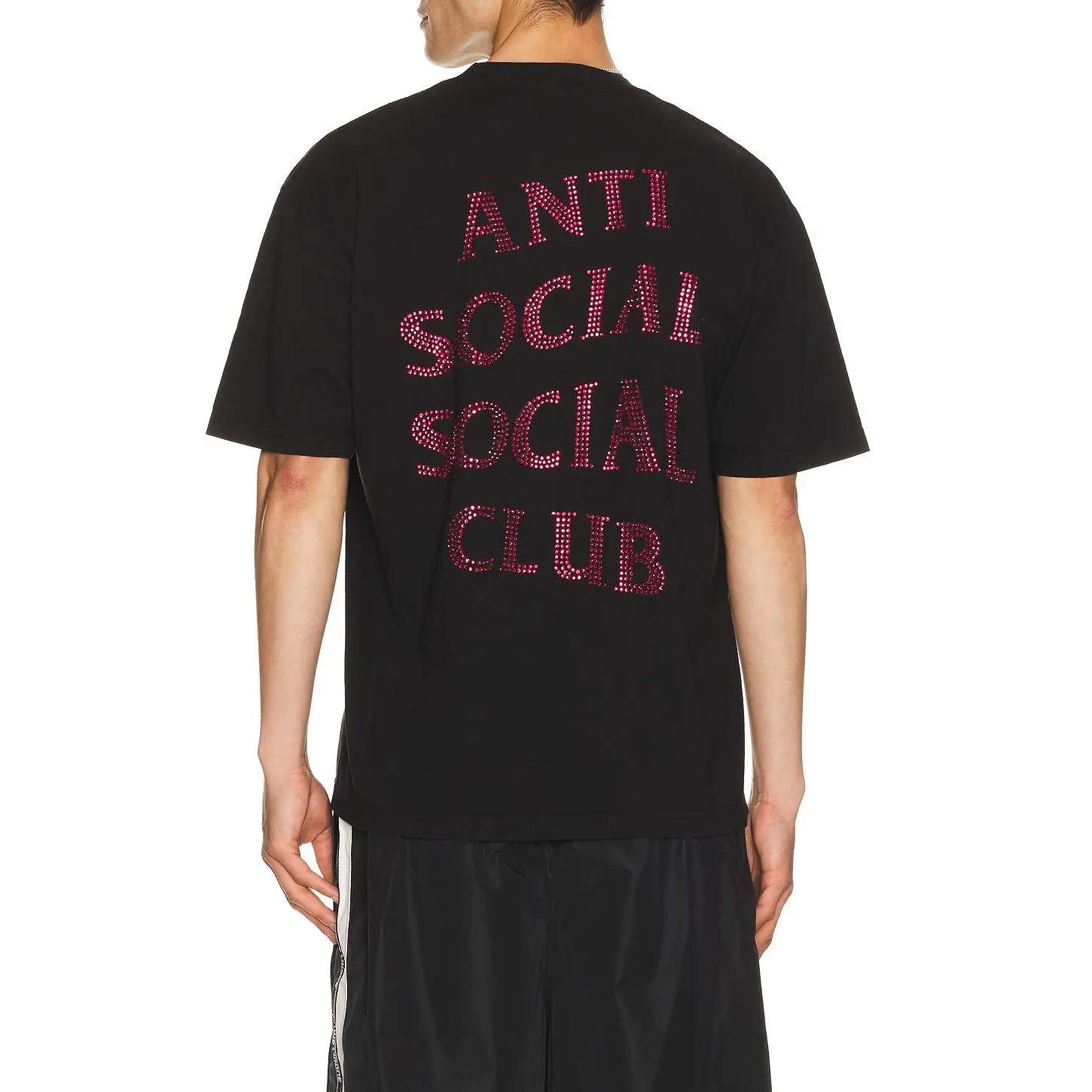 Anti Social Social Club Rhinestone Mind Games Tee in Black & Pink Unisex