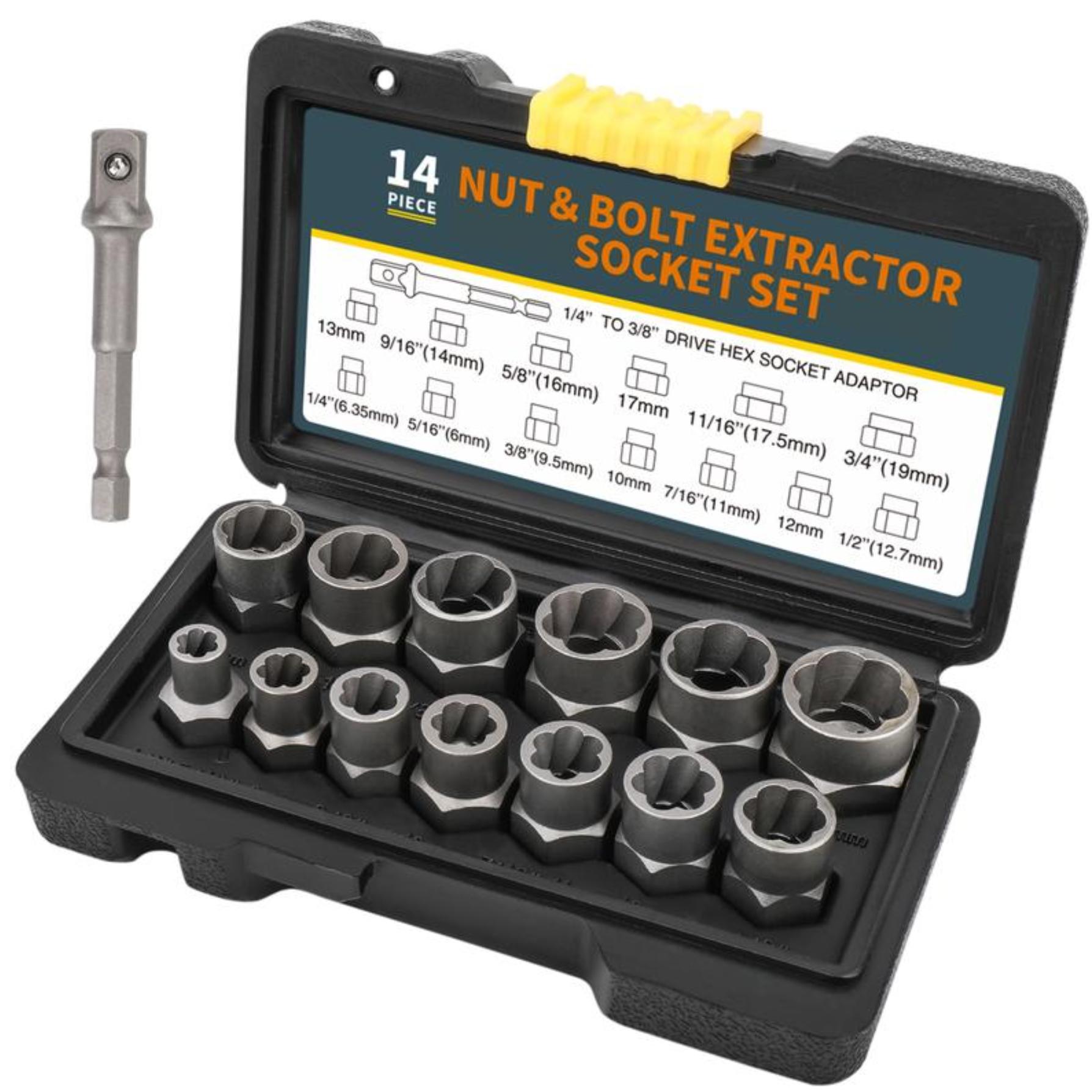 【TikTokShopBlackFriday 】 Bolt Extractor Tool Set, 13+1 Counts Impact & Nut Remover Stripped Lug Remover, Drive Rounded Bolt Remover for Removing Damaged, Frozen Universal Impact impact bolt 【TikTokShopBlackFriday 】 Bolt Extractor Tool Set, 13+1 Counts Impact & Nut Remover Stripped Lug Remover, Drive Rounded Bolt Remover for Removing Damaged, Frozen Universal Impact impact bolt
