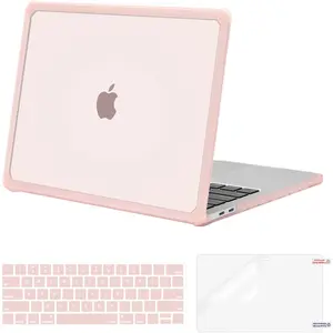 MOSISO Compatible with MacBook 13 inch Case M220252016 A2338 M1 A2251 A2289 A2159 A1989 A1708 A1706, AntiCracking Plastic TPU Bumper Hard CaseKeyboard SkinScreen Film, Pink