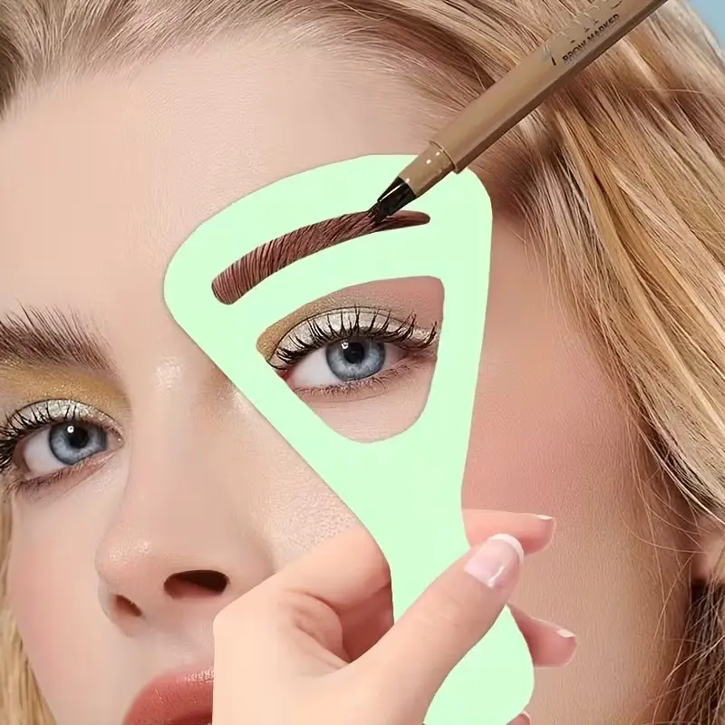 2-Piece Eyebrow Drawing Card Set, Plastic, Eyebrow Stickers, Shaping Template, Eyebrow Trimmer, Drawing Tool, Cosmetic Makeup Tool, Cosmetics Makeup Tools, Eyebrow Makeup Aid for Natural Curved Brows, Eyebrow Tool Set, Eyebrow Stencil Kit