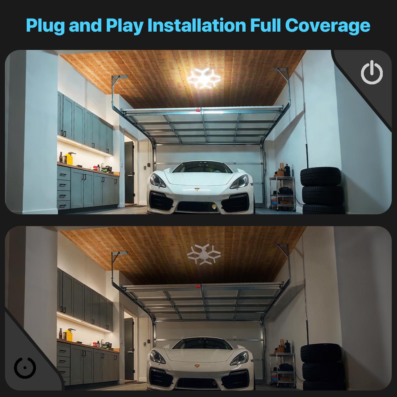 HYPERLITE 120W Bright LED Garage Light with Foldable Snowflake Panels 360 Degree Wide Lighting Easy Screw In Installation Energy Saving Durable Adjustable Angle High Lumen Output for Garage Basement Workshop Warehouse and More SpringGlowUp