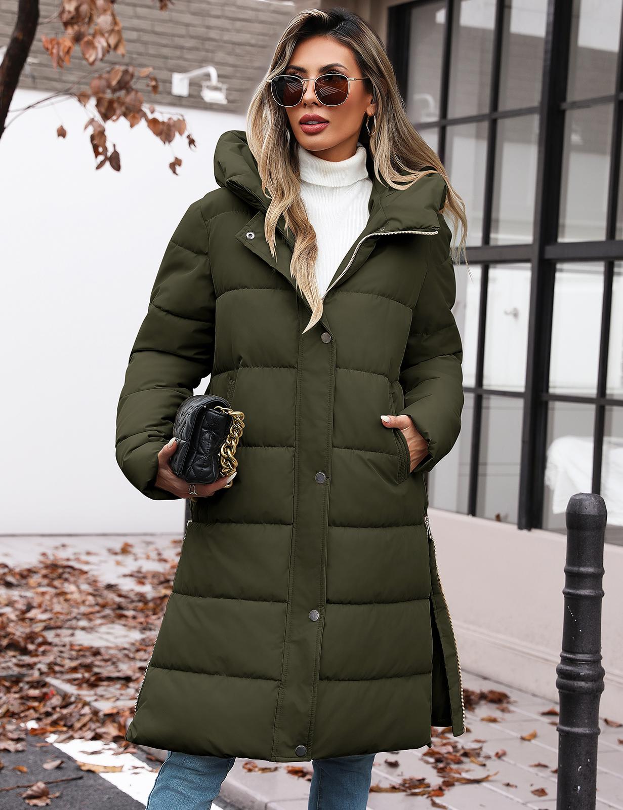 UMIPUBO Sales Womens Winter Long Puffer Coats Down Thicken Warm Quilted Jacket Mid-Length with Side Zipper and Hood Outerwear