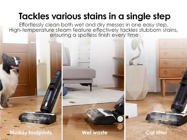 Tineco IFLOOR 5 Steam Wet Dry Vacuum All-in-one, Hardwood Floor Cleaner Great for Sticky Messes, 248℉ High-temp Steam, Self-cleaning with steam