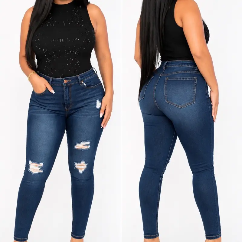 High Rise Ripped Skinny – Stretch Denim