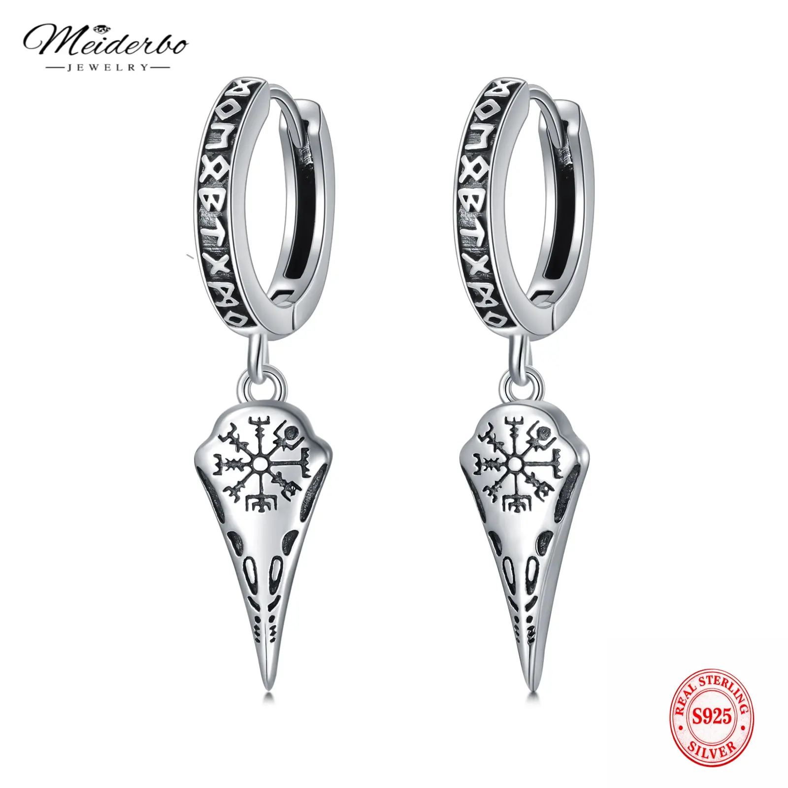 925 Sterling Silver Viking Earrings for Men Women Viking Raven/Spike/Celtic Knot/Tree of Life Drop Huggie Hoop Stud Ear Cuff Earrings Norse Viking Runes Jewelry Gifts good luck jewelry   ear  gauges men woman gift california  jewelry divine  jewelry tikto