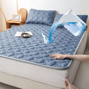 1 waterproof quilted cushion protective cover (excluding pillowcase) mattress protective film waterproof soft and comfortable solid color bedding mattress cover, suitable for bedrooms, guest rooms, with deep pockets