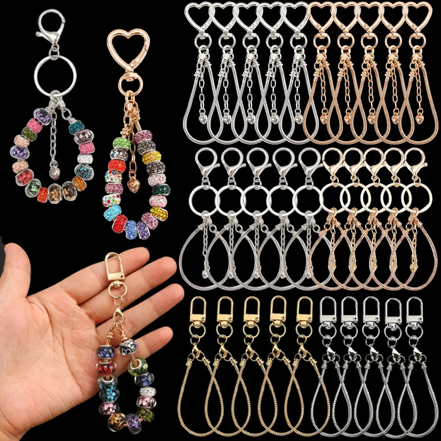 40 pieces/60 pieces - Love keychains and lobster bead keychain sets, suitable for DIY bead-stringing keychains - ideal for wedding, back-to-school season, Mother's Day, and Christmas gifts