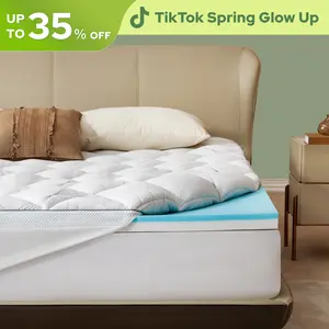 【BEDLORE】4" Dual Layer Memory Foam Mattress Topper, Medium Support (2" Gel Foam + 2" Cooling Pillow Top), Breathable & Soft with Deep Pocket Fitted Sheet, Perfect for Bedroom Sleep