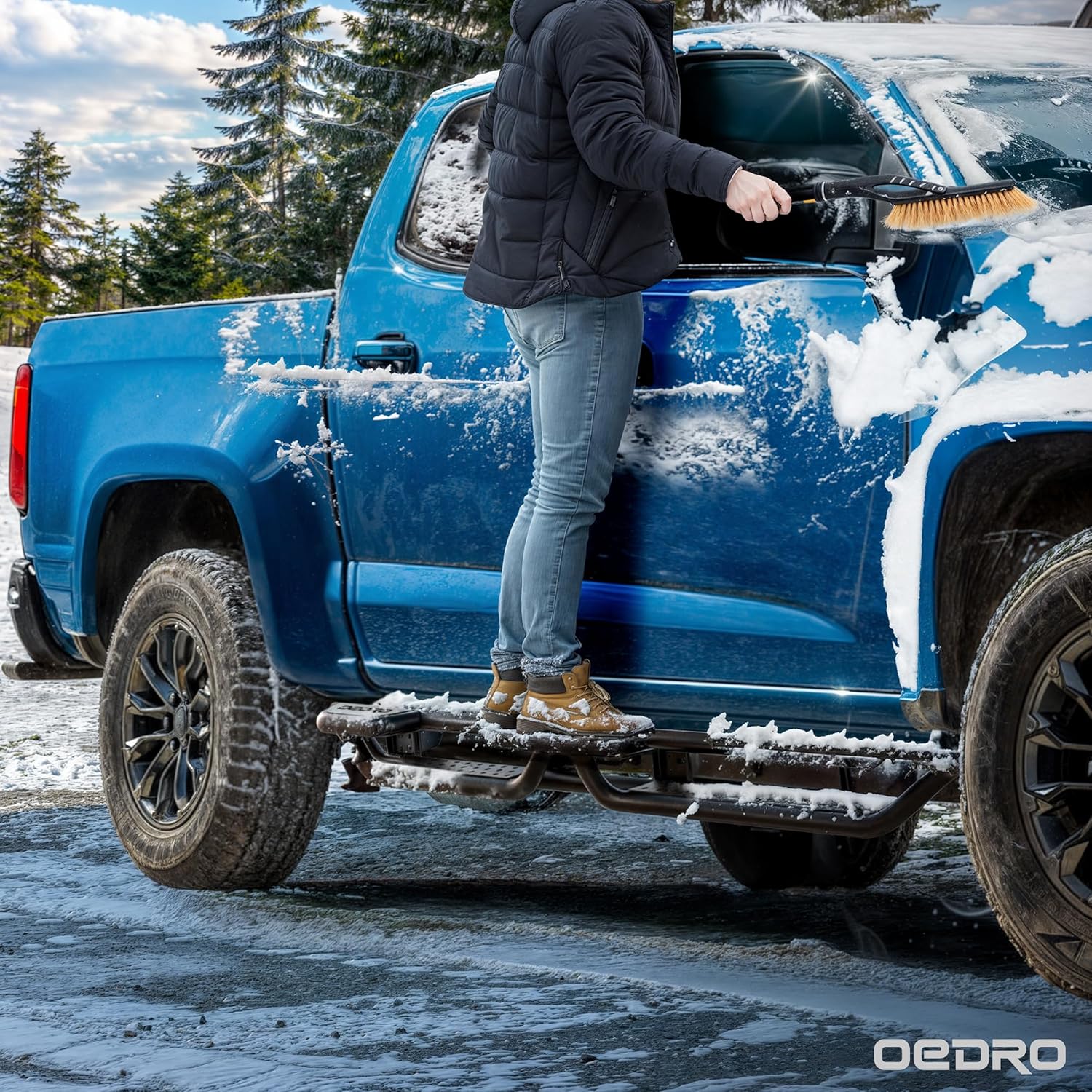 YITAMOTOR Wheel to Wheel Tacoma Running Boards Compatible with 2005-2023 Double Cab with 4 Full-Size Doors - Bed Access Side Steps with Two Stairs Nerf Bar